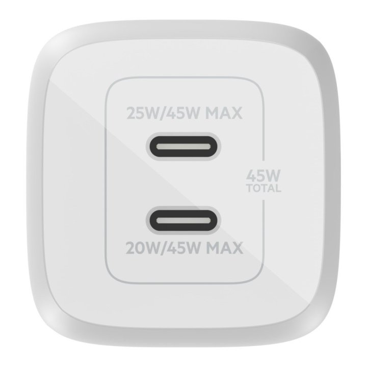 Cargador De Pared Belkin Wch011vfwh Doble Usb-c Gan Boost Charge Pro 45w (25w+20w)