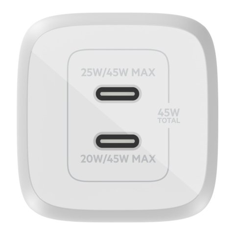 Cargador De Pared Belkin Wch011vfwh Doble Usb-c Gan Boost Charge Pro 45w (25w+20w)