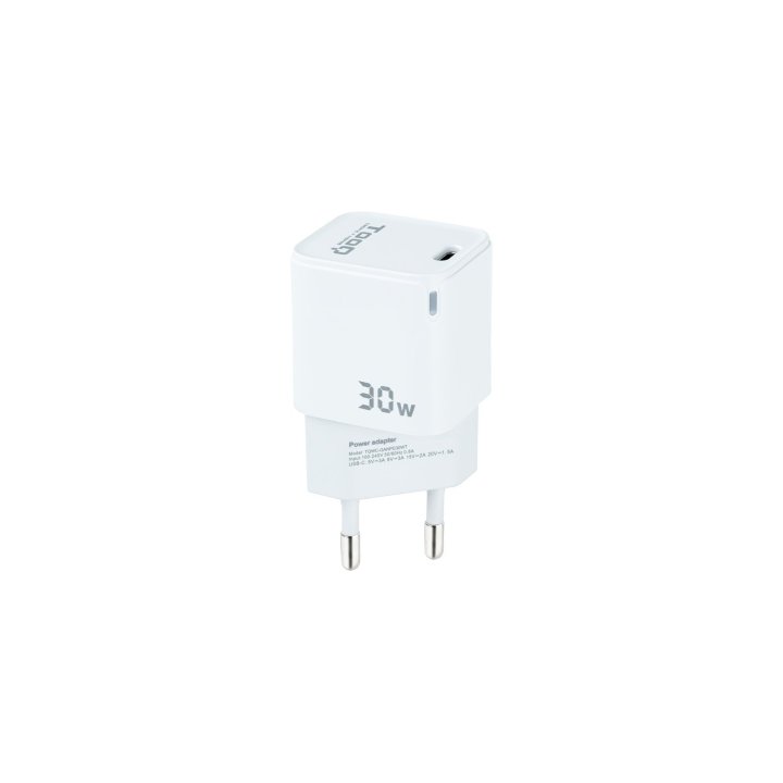 Cargador De Pared Tooq Tqwc-ganpd30wt Usb-c + Pd 30w Blanco
