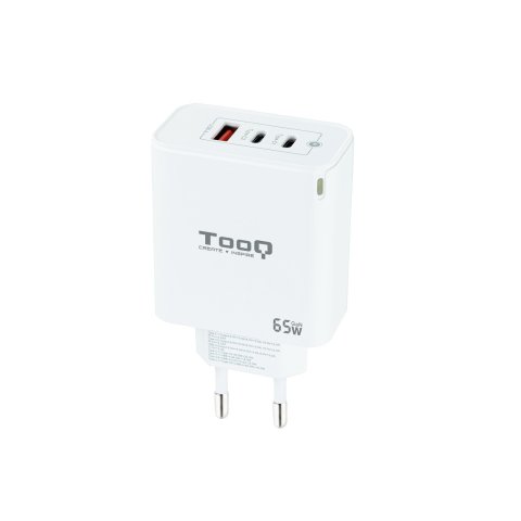 Cargador De Pared Tooq Tqwc-ganqc2pd65wt 2usb-c Pd + Usb-a Qc 65w Blanco