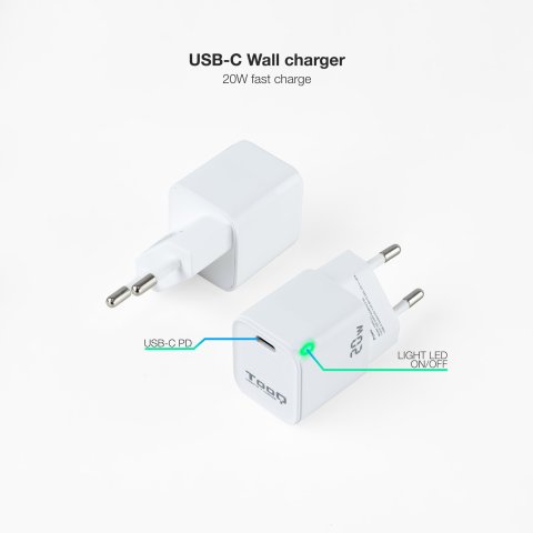 Cargador De Pared Tooq Tqwc-pd20wt Usb-c Pd 20w Blanco