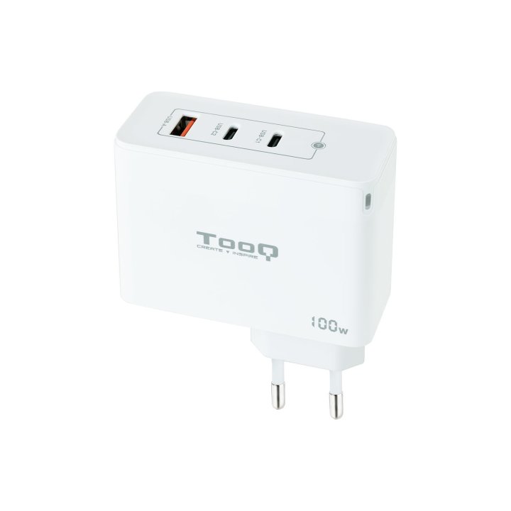 Cargador De Pared Tooq Tqwc-ganqc2pd100wt 2usb-c Pd + Usb-a Qc 100w Blanco