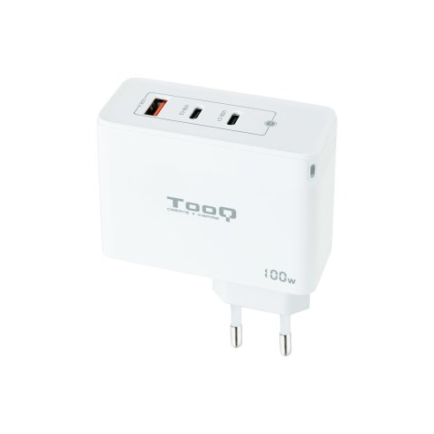 Cargador De Pared Tooq Tqwc-ganqc2pd100wt 2usb-c Pd + Usb-a Qc 100w Blanco