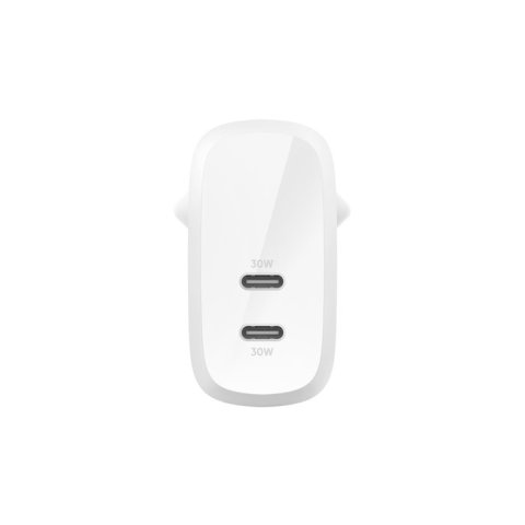 Cargador De Pared Belkin Wcb010vfwh Boost Charge Doble Usb-c 30w+30w Blanco