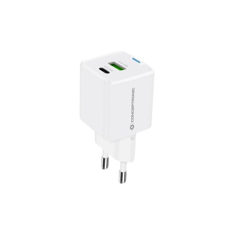 Cargador De Pared Conceptronic Usb-c X1 Usb-ax1 Quickcharge 3.0 Gan Pps 20w Color Blanco