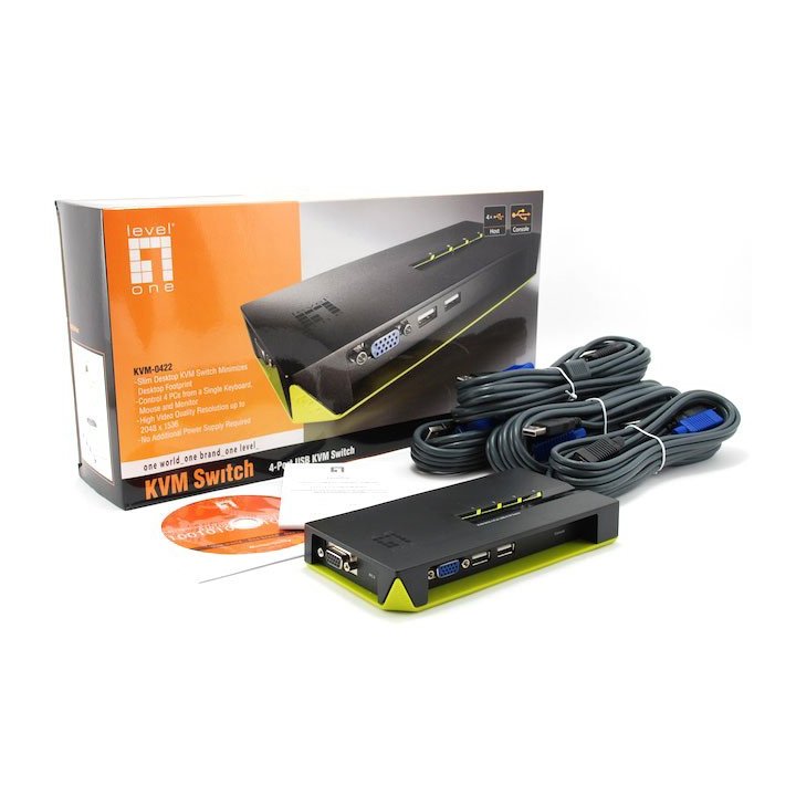 Conmutador Automatico Sobremesa Level One V t m 1a4 Cpus Usb Cables Incluidos