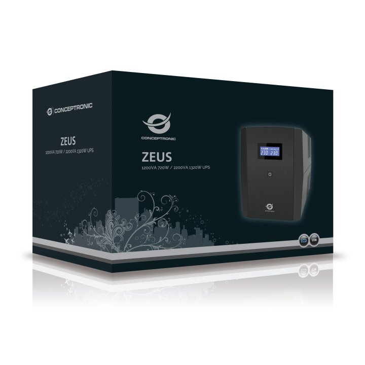 Sai 2200va Conceptronic 1320w 2 Shucko + 3 Iec Proteccion Puerto Lan Modem Zeus 04em