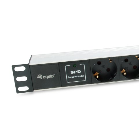 Regleta Alimentacion Aluminio Rack 19" 1u 7 Tomas Tipo Shucko Euro + 2 Tomas Usb Con Protector Spd Cable 1.8m
