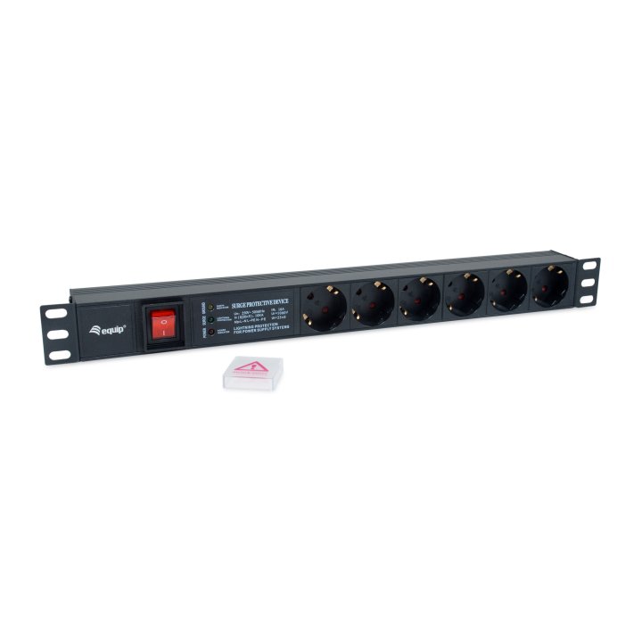 Regleta Alimentacion Aluminio Rack 19" 1u 6 Tomas  Con Interruptor  Proteccion De Voltaje Y Filtro
