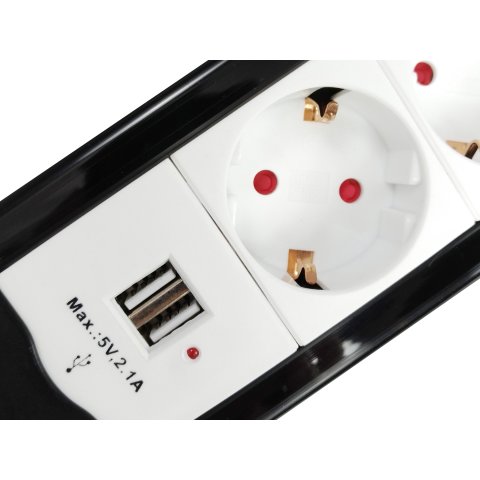 Regleta Alimentacion Equip Con 4 Tomas Cable De Red De 1.5 Metros + 2 Puertos Usb Proteccion Sobrecarga