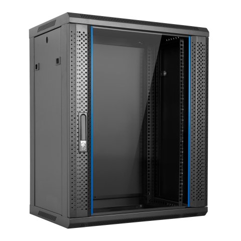 Armario Mural 19" Aiten Data 15u Ai6615s 600 X 600 X 769 2l Color Negro Puerta De Cristal Templado