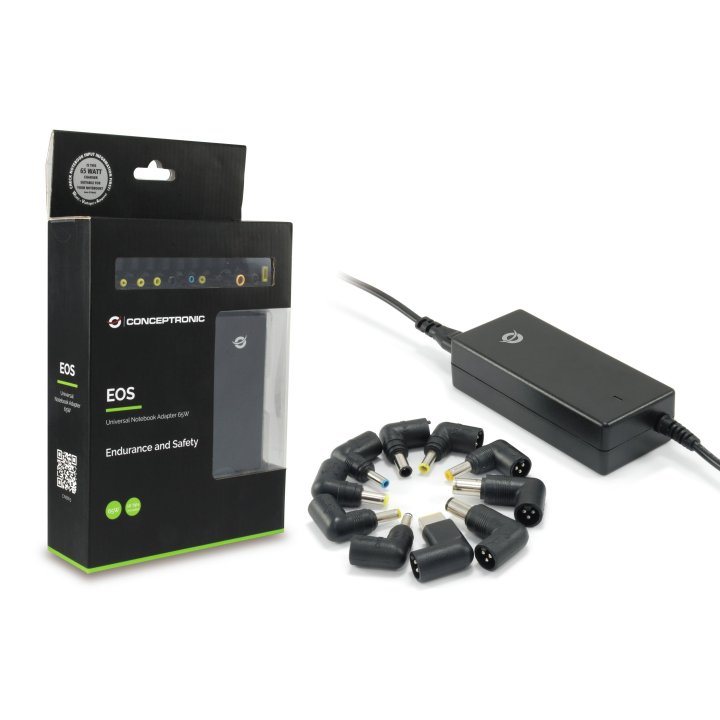 Cargador Universal De Portatil Conceptronic 65w Automatico 18.5v A 20v 10tips