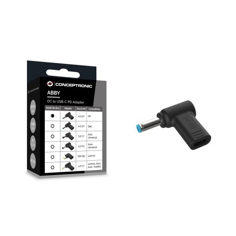 Adaptador Tip Cargador Conceptronic Usb-c A Dc Hp 4.5x3.0mm 18-20v