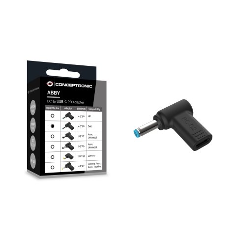 Adaptador Tip Cargador Conceptronic Usb-c A Dc  Dell 4.5x3.0mm, 18-20v