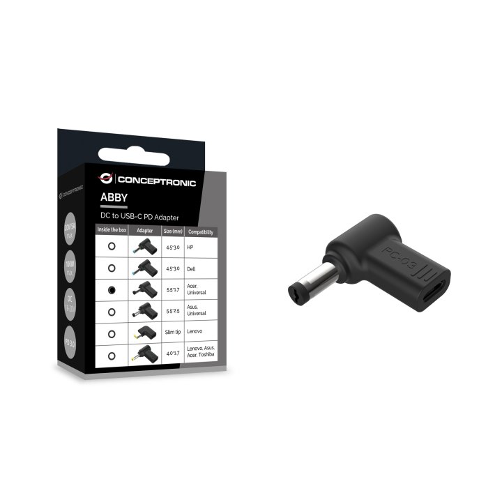 Adaptador Tip Cargador Conceptronic Usb-c A Dc Acer universal 5.5x1.7mm, 18-20v