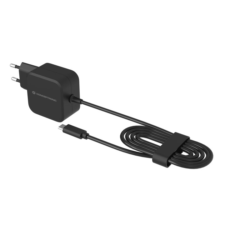 Cargador De Pared Conceptronic Ozul04be 67w Gan Pd Cable Usb-c Incorporado