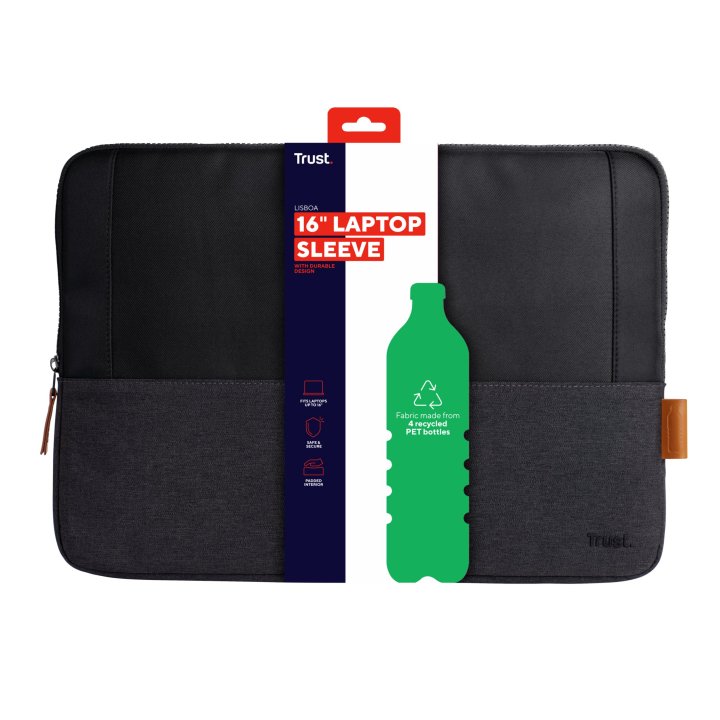Funda Universal Trust Lisboa 25248 Soft Sleeve Color Negro - Para Tablets portatiles Hasta 16"