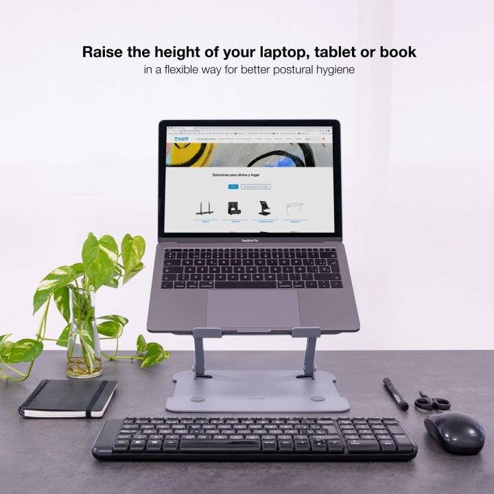 Soporte Elevador Para Portatil Tooq Tqlrs0033-al Gris Ergonomico Plegable Regulacion De Altura 30-280mm Max 11-17.3"