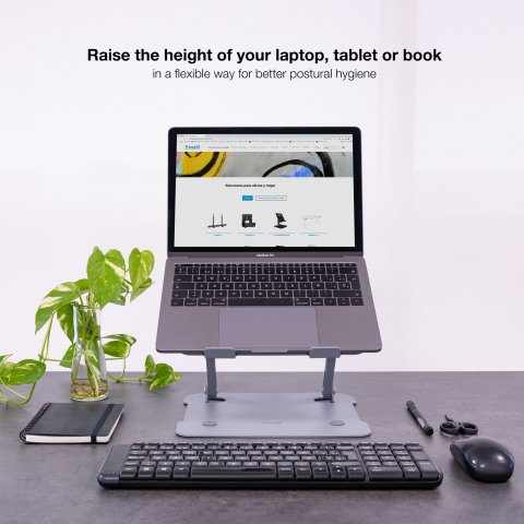 Soporte Elevador Para Portatil Tooq Tqlrs0033-al Gris Ergonomico Plegable Regulacion De Altura 30-280mm Max 11-17.3"