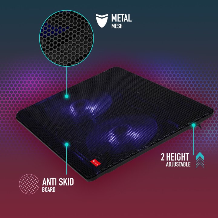 Base De Refrigeracion Para Portatiles Ngs Jet Stand Hasta 15.6" 2 Ventiladores Iluminacion Led 1xusb