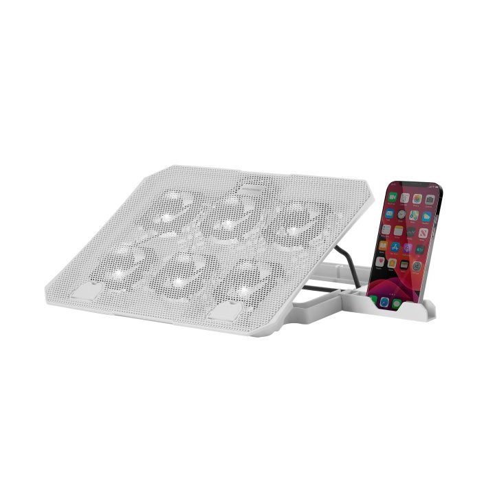 Base De Refrigeracion Para Portatiles Mars Gaming Mnbc23w Con Soporte De Movil tablet 6xfans White