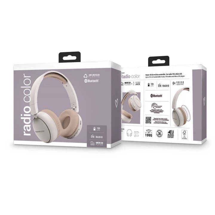 Headset Bluetooth Energy Sistem Radio Color Eco 100% Reciclado - Gravity Bt 5.3 Usb-c Asistente De Voz Manos Libres Fm Micros