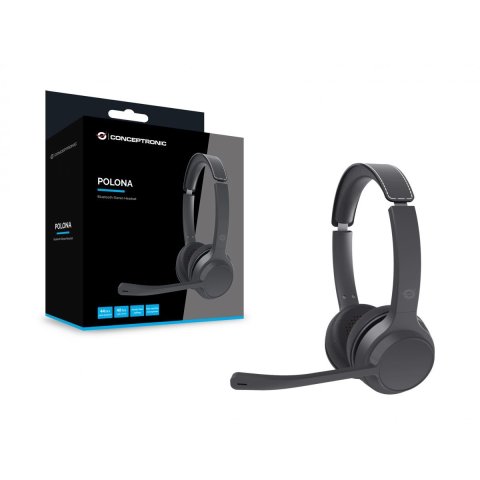 Headset Bluetooth Conceptronic Polona04b Carga Usb-c Cancelacion De Ruido Manos Libres Bat. 40h
