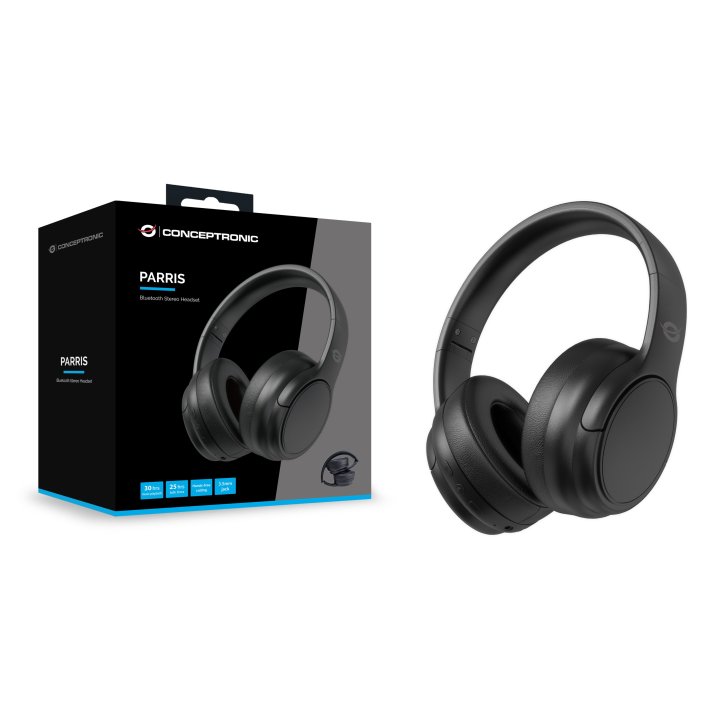 Headset Bluetooth Conceptronic Parris03b Carga Usb-c Bateria 30h Entrada 1xjack 3.5 Plegable