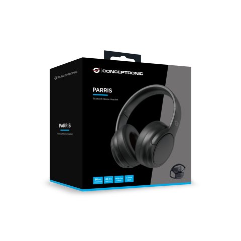 Headset Bluetooth Conceptronic Parris03b Carga Usb-c Bateria 30h Entrada 1xjack 3.5 Plegable