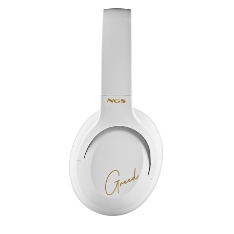 Headset Bluetooth Ngs Artica Greed Blanco Con Microfono Bateria 300 Mah 40h Carga Usb-c