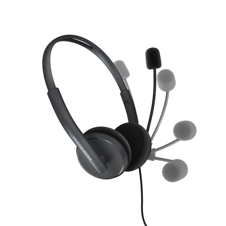 Headset Energy Sistem Office 2+ Anthracite Diadema Ajustable Microfono Retractil Jack 3.5mm Y Adaptador Pc mac - Oferta_movin