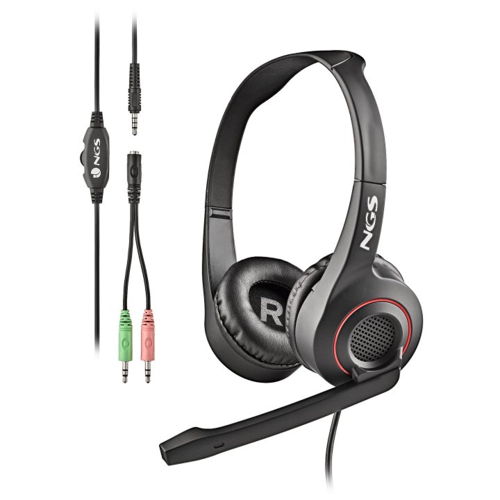 Headset Ngs Msx10 Pro Estereo  20hz 105db Jack 3.5+adaptador Doble Negro rojo
