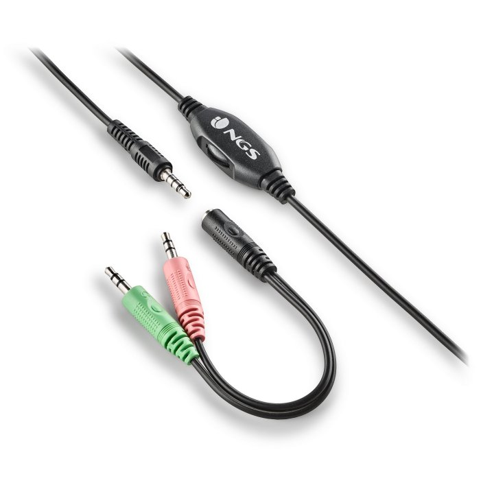 Headset Ngs Msx11 Pro Estereo 20hz 105db Jack 3.5+adaptador Doble Negro Brillo