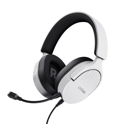 Headset Trust Gaming Gxt 489 Blanco Fayzo 25210 Microfono Desmontable Plegable Cable Trenzado 1,2m Jack 3.5mm Control Remoto