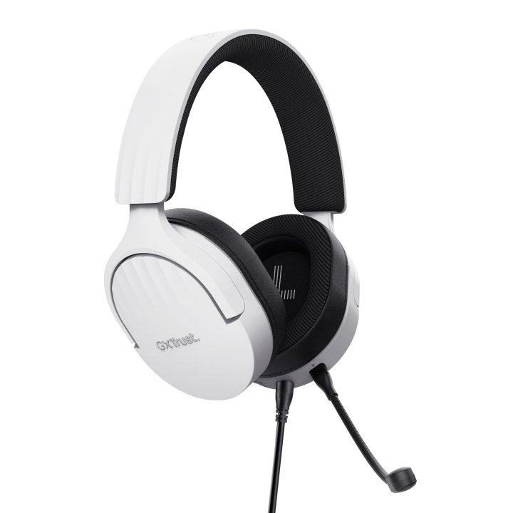 Headset Trust Gaming Gxt 489 Blanco Fayzo 25210 Microfono Desmontable Plegable Cable Trenzado 1,2m Jack 3.5mm Control Remoto