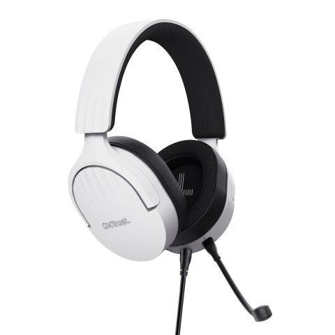 Headset Trust Gaming Gxt 489 Blanco Fayzo 25210 Microfono Desmontable Plegable Cable Trenzado 1,2m Jack 3.5mm Control Remoto