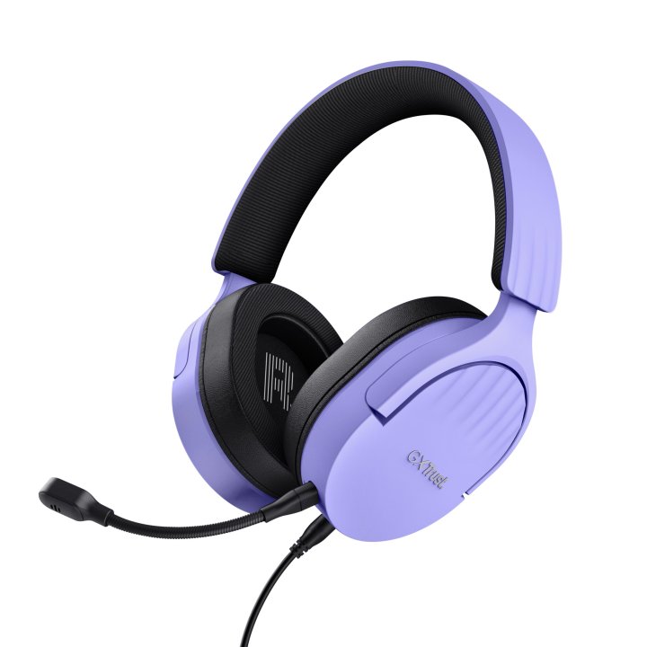 Headset Trust Gaming Gxt 489 Morado Fayzo 25301 Microfono Desmontable Plegable Cable Trenzado 1,2m Jack 3.5mm Control Remoto