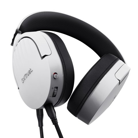 Headset Trust Gaming Gxt 489 Blanco Fayzo 25210 Microfono Desmontable Plegable Cable Trenzado 1,2m Jack 3.5mm Control Remoto