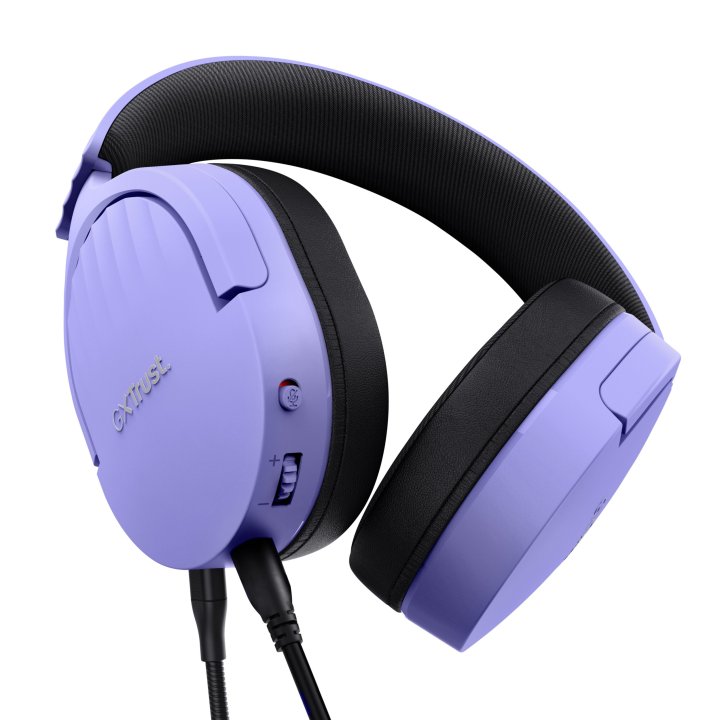 Headset Trust Gaming Gxt 489 Morado Fayzo 25301 Microfono Desmontable Plegable Cable Trenzado 1,2m Jack 3.5mm Control Remoto