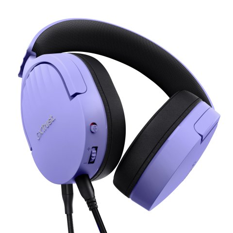Headset Trust Gaming Gxt 489 Morado Fayzo 25301 Microfono Desmontable Plegable Cable Trenzado 1,2m Jack 3.5mm Control Remoto