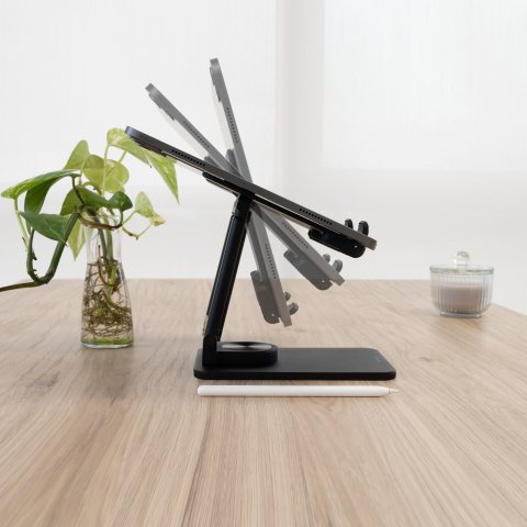 Soporte De Sobremesa Para Tablet Tooq Ph-hermes-ha Hasta 12.9 Rotacion 360 Ajustable Plegablecolor Negro