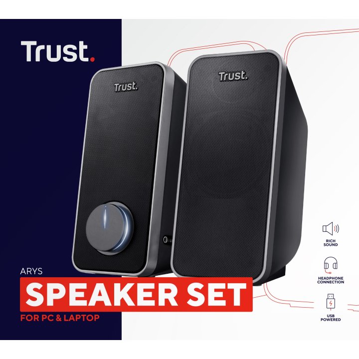 Altavoces Trust Arys 2,0 Para Pc portatil Con Conexión Audio 3,5mm Y Alimentacion Usb