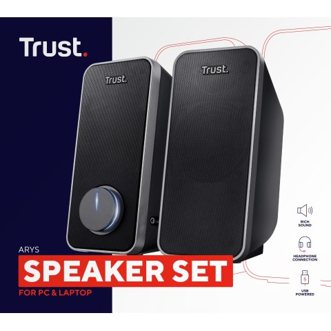 Altavoces Trust Arys 2,0 Para Pc portatil Con Conexión Audio 3,5mm Y Alimentacion Usb