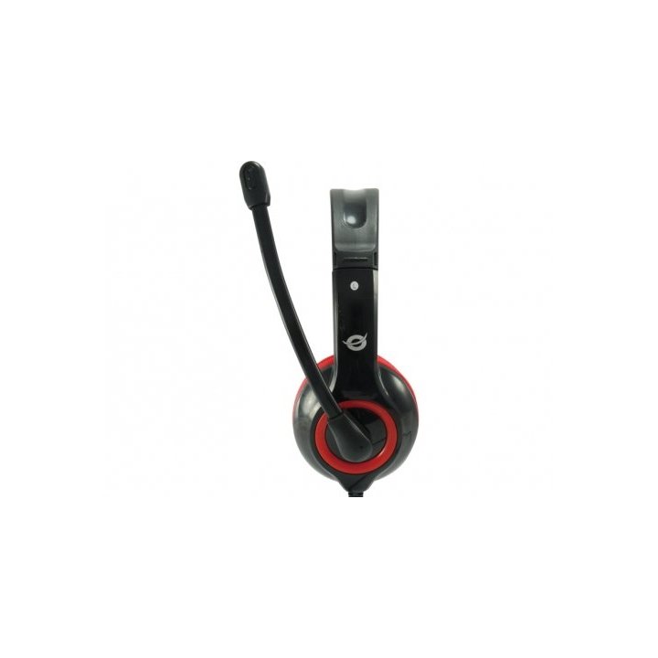 Headset Conceptronic Chatstar2u2r Usb Microfono Flexible Control De Volumen Color Negro   Rojo Cchatstaru2r