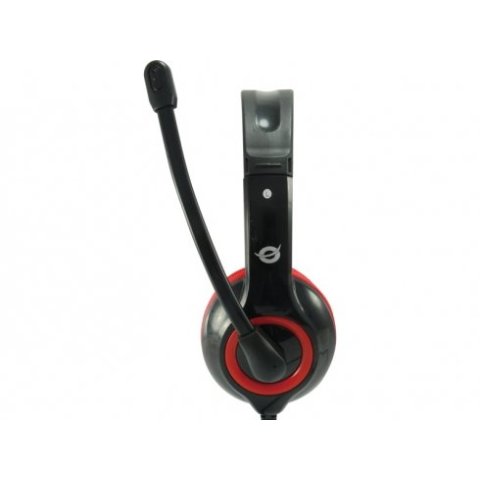 Headset Conceptronic Chatstar2u2r Usb Microfono Flexible Control De Volumen Color Negro   Rojo Cchatstaru2r