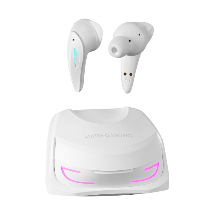 Auricular Bluetooth Mars Gaming Mhi-ultra White Bt 5.3 Tws Cancelacion De Ruido Anc+enc Pasiva Iluminacion Rgb Flow Ipx4 Caja