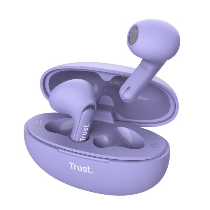 Headset Intrauditivo Bluetooth Trust Yavi 25299 Lila Enc Base De Carga Usb-c Control Tactil23h 25299