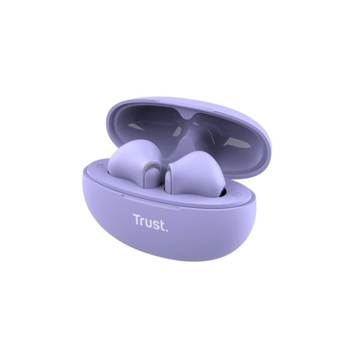 Headset Intrauditivo Bluetooth Trust Yavi 25299 Lila Enc Base De Carga Usb-c Control Tactil23h 25299