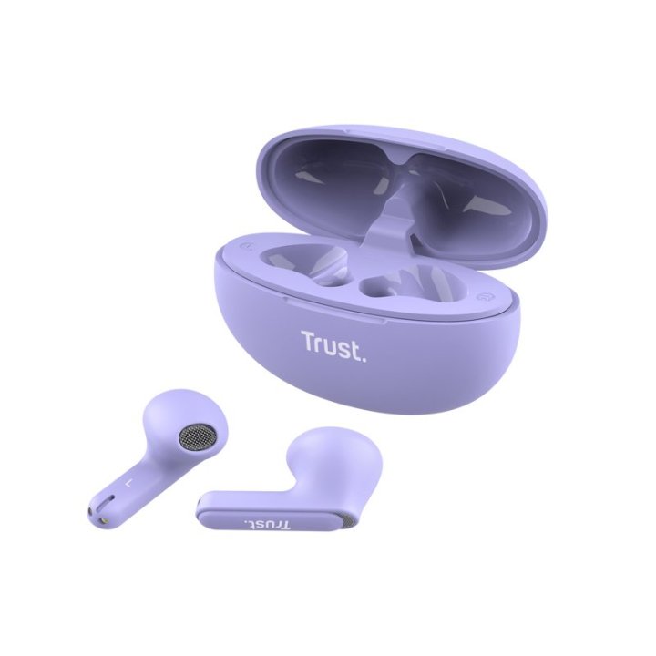 Headset Intrauditivo Bluetooth Trust Yavi 25299 Lila Enc Base De Carga Usb-c Control Tactil23h 25299