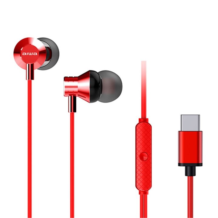 Auricular Intrauditivo Usb-c Aiwa Estm-50usb-c rd Color Rojo Microfono Integrado Mando A Distancia Driver 10mm